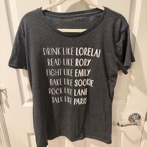 Gilmore Girls Character Print Graphic TV Show Dark Gray Tee Size L